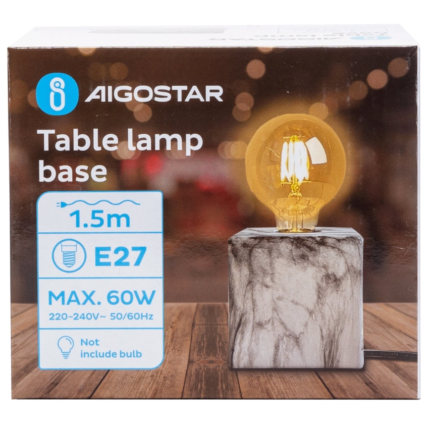 Aigostar - Stona lampa 1xE27/60W/230V bela/sivo