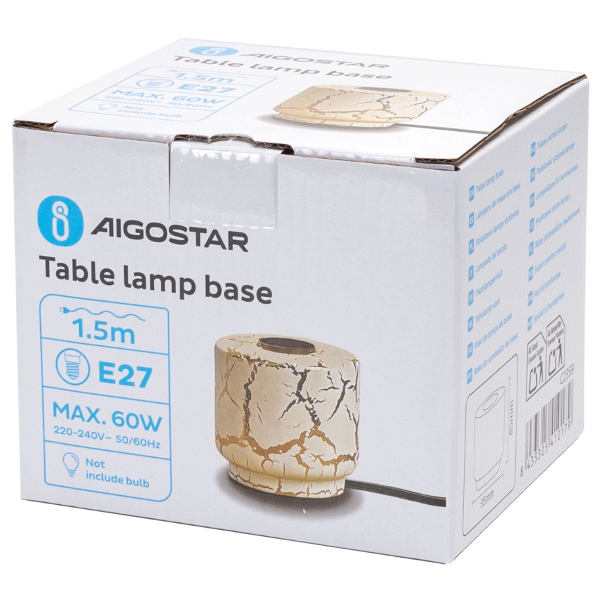 Aigostar - Stona lampa 1xE27/60W/230V bela/zlatna