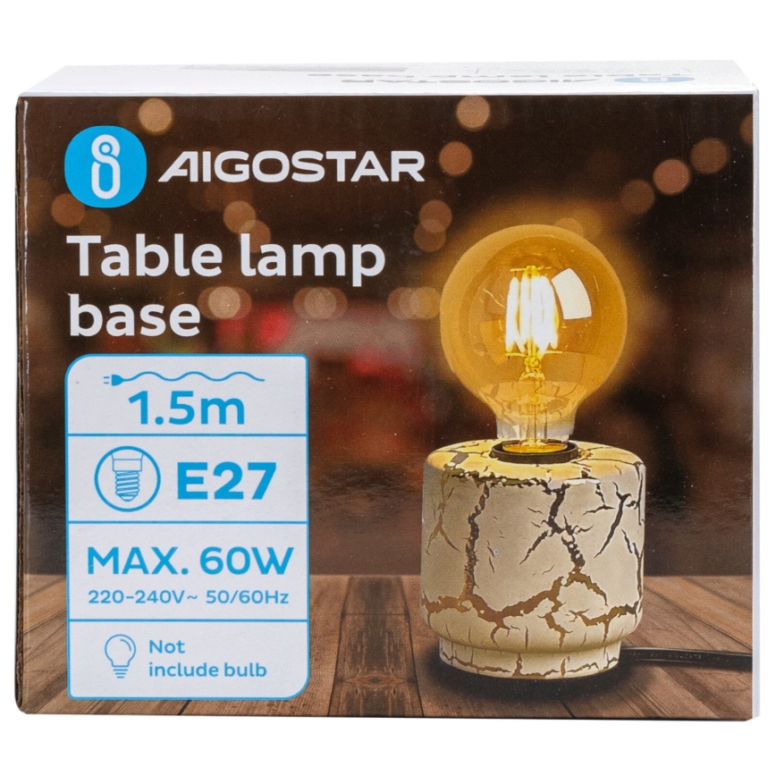 Aigostar - Stona lampa 1xE27/60W/230V bela/zlatna