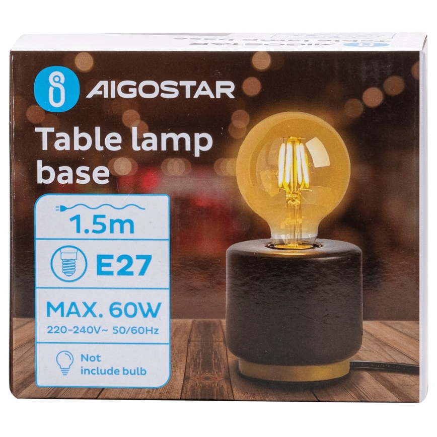 Aigostar - Stona lampa 1xE27/60W/230V crno