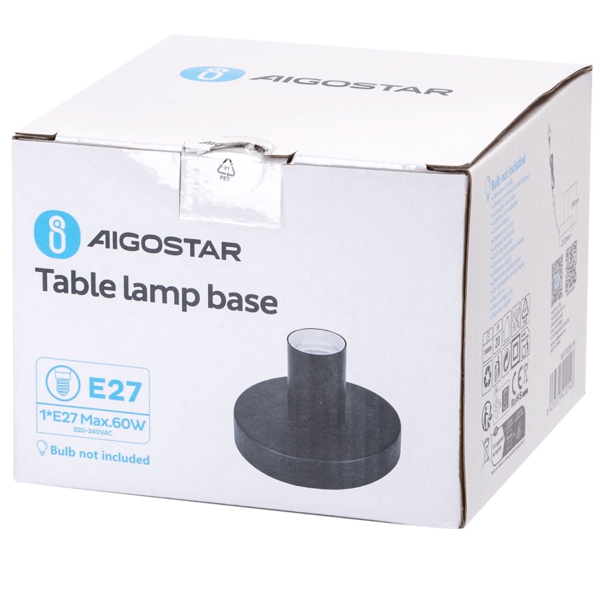 Aigostar - Stona lampa 1xE27/60W/230V crno