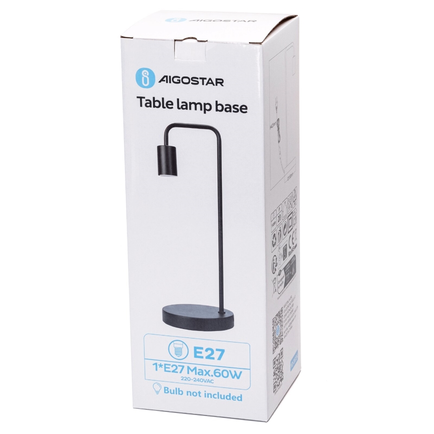 Aigostar - Stona lampa 1xE27/60W/230V crno