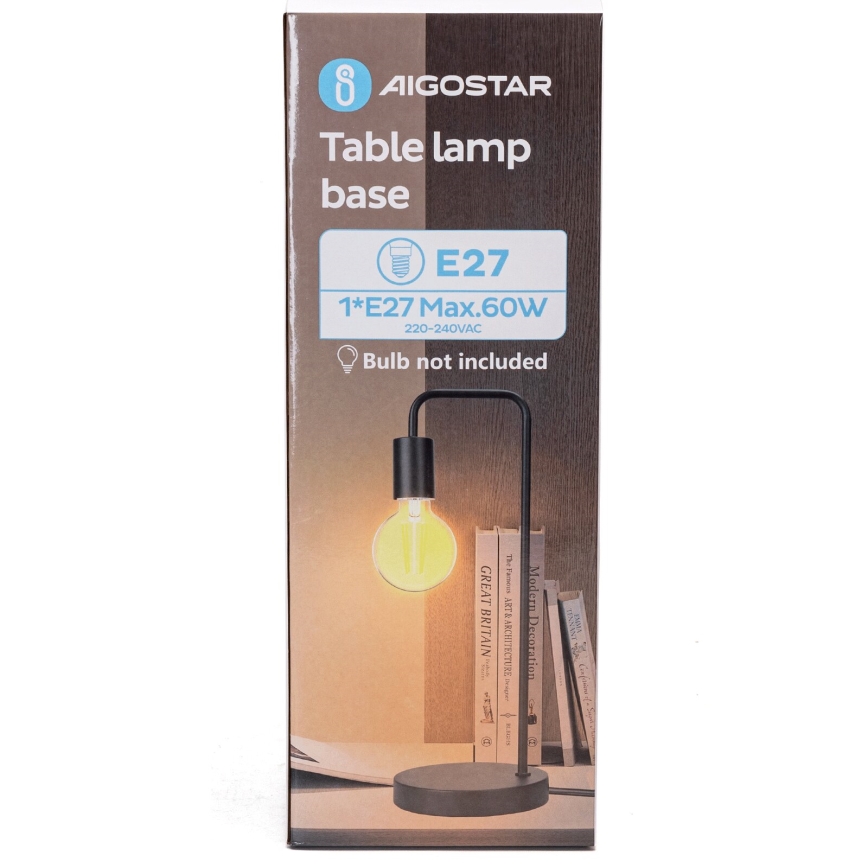 Aigostar - Stona lampa 1xE27/60W/230V crno
