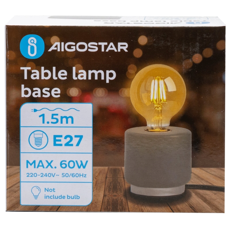 Aigostar - Stona lampa 1xE27/60W/230V sivo