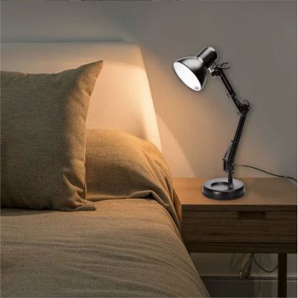 Aigostar - Stona lampa 2u1 1xE27/40W/230V crno