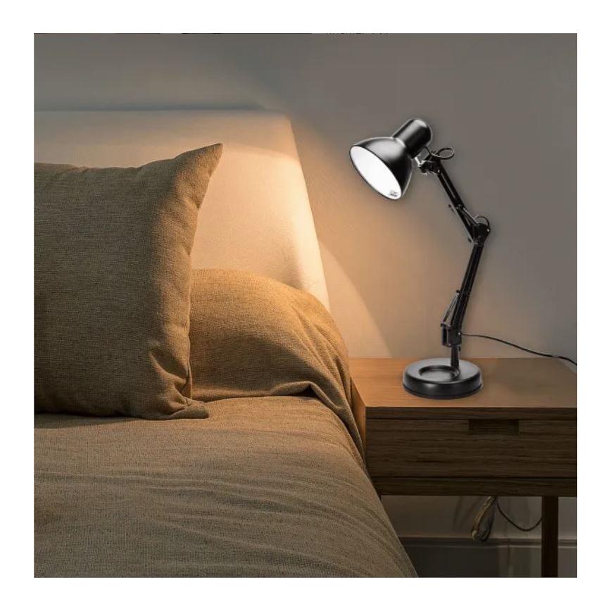 Aigostar - Stona lampa 2u1 1xE27/40W/230V crno