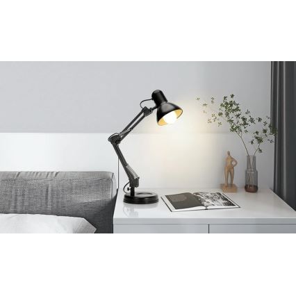 Aigostar - Stona lampa 2u1 1xE27/40W/230V crno