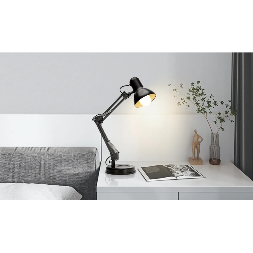Aigostar - Stona lampa 2u1 1xE27/40W/230V crno