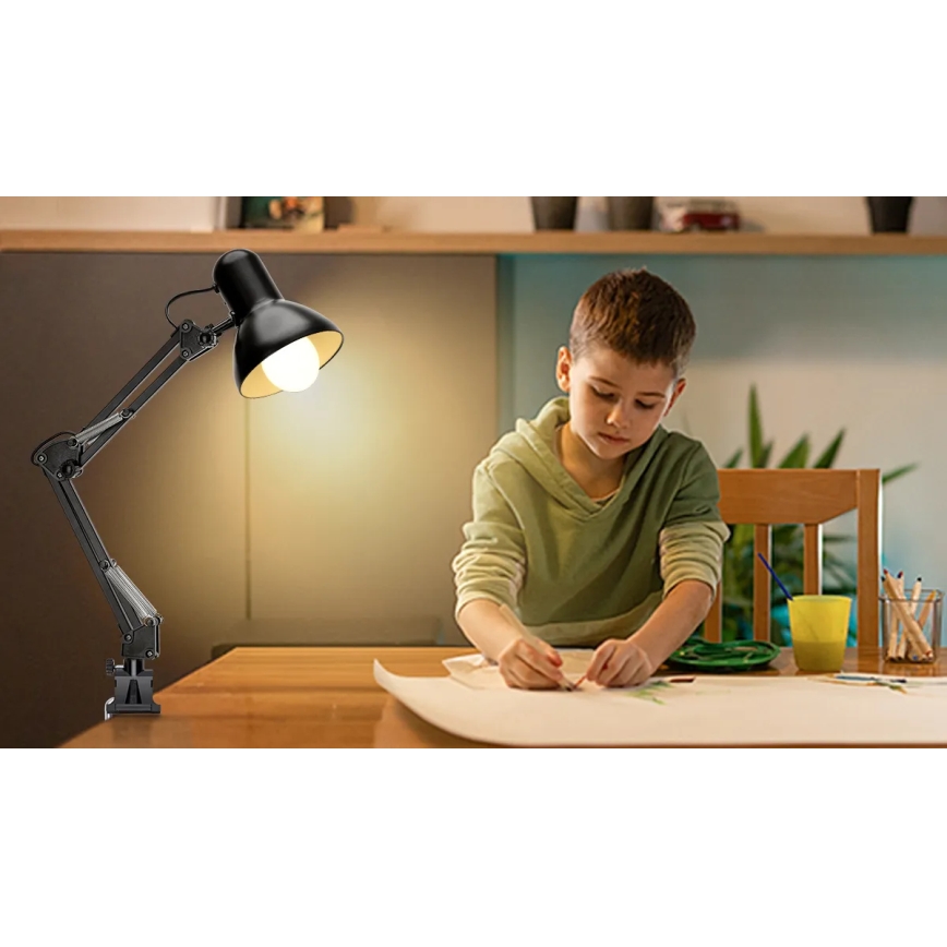 Aigostar - Stona lampa 2u1 1xE27/40W/230V crno