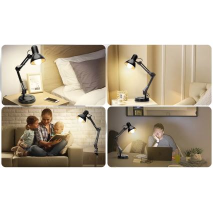 Aigostar - Stona lampa 2u1 1xE27/40W/230V crno