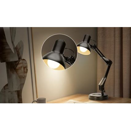 Aigostar - Stona lampa 2u1 1xE27/40W/230V crno