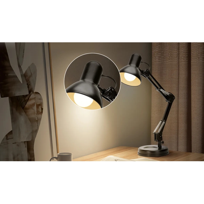 Aigostar - Stona lampa 2u1 1xE27/40W/230V crno