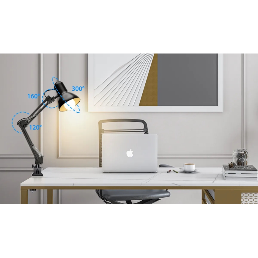 Aigostar - Stona lampa 2u1 1xE27/40W/230V crno