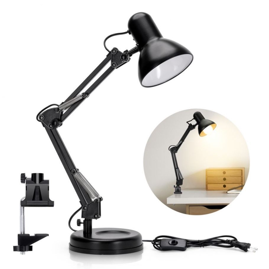 Aigostar - Stona lampa 2u1 1xE27/40W/230V crno
