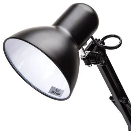 Aigostar - Stona lampa 2u1 1xE27/40W/230V crno