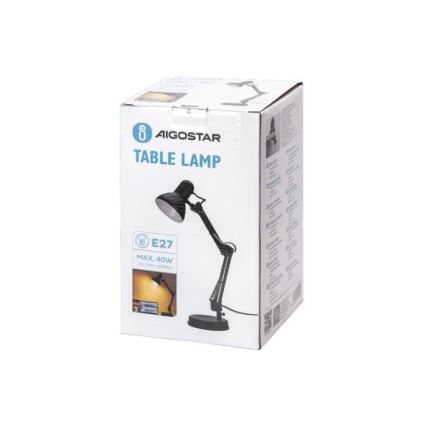 Aigostar - Stona lampa 2u1 1xE27/40W/230V crno
