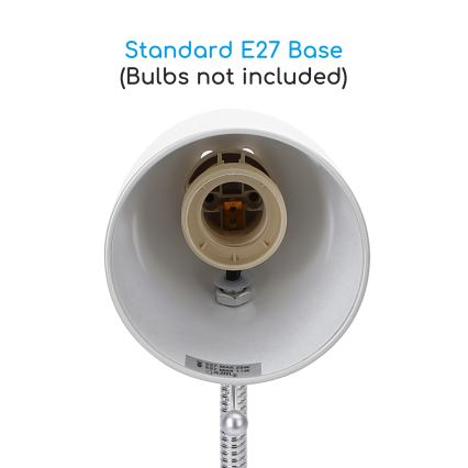 Aigostar -  Stona lampa sa štipaljkom 1xE27/11W/230V bela/krom