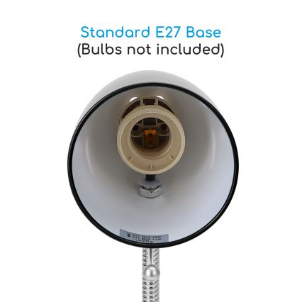 Aigostar -  Stona lampa sa štipaljkom 1xE27/11W/230V crno/krom