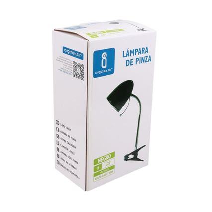 Aigostar -  Stona lampa sa štipaljkom 1xE27/11W/230V crno/krom