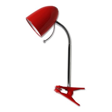 Aigostar - Stona lampa sa štipaljkom 1xE27/11W/230V crveno/krom