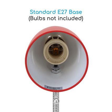 Aigostar - Stona lampa sa štipaljkom 1xE27/11W/230V crveno/krom