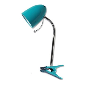 Aigostar -  Stona lampa sa štipaljkom 1xE27/11W/230V plava/krom