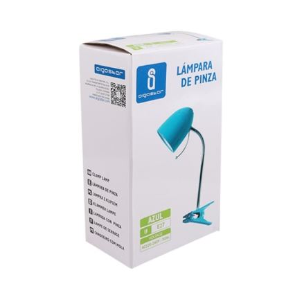 Aigostar -  Stona lampa sa štipaljkom 1xE27/11W/230V plava/krom
