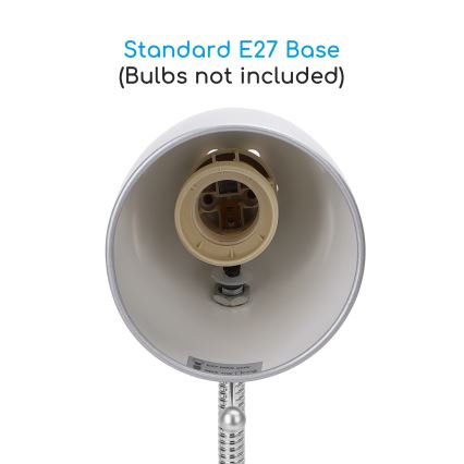 Aigostar -  Stona lampa sa štipaljkom 1xE27/11W/230V srebrno/krom