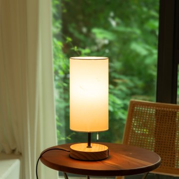Aigostar - Stona lampa sa USB portom 1xE27/40W/230V bež