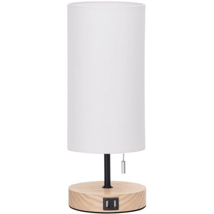 Aigostar - Stona lampa sa USB portom 1xE27/40W/230V bež