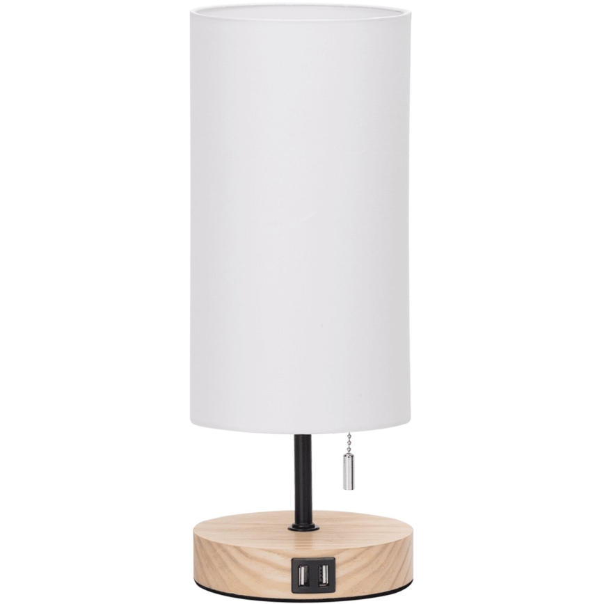 Aigostar - Stona lampa sa USB portom 1xE27/40W/230V bež