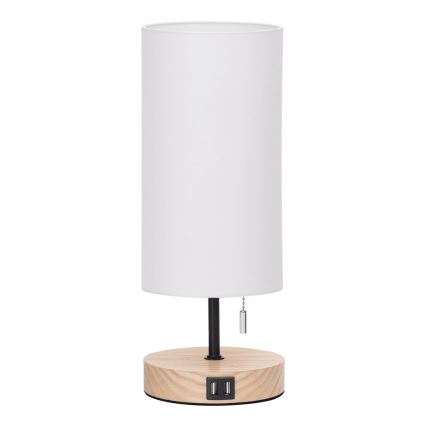 Aigostar - Stona lampa sa USB portom 1xE27/40W/230V bež