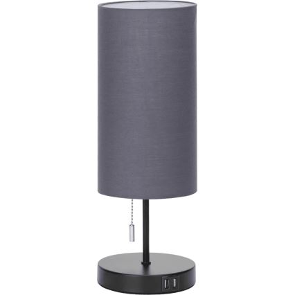 Aigostar - Stona lampa sa USB portom 1xE27/40W/230V crno