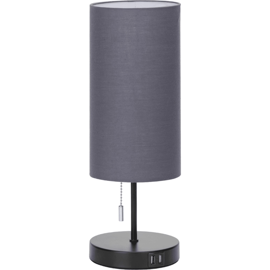 Aigostar - Stona lampa sa USB portom 1xE27/40W/230V crno