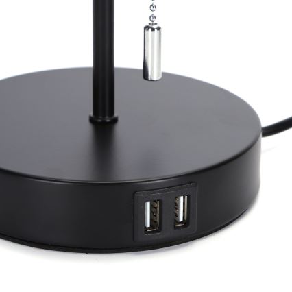 Aigostar - Stona lampa sa USB portom 1xE27/40W/230V crno