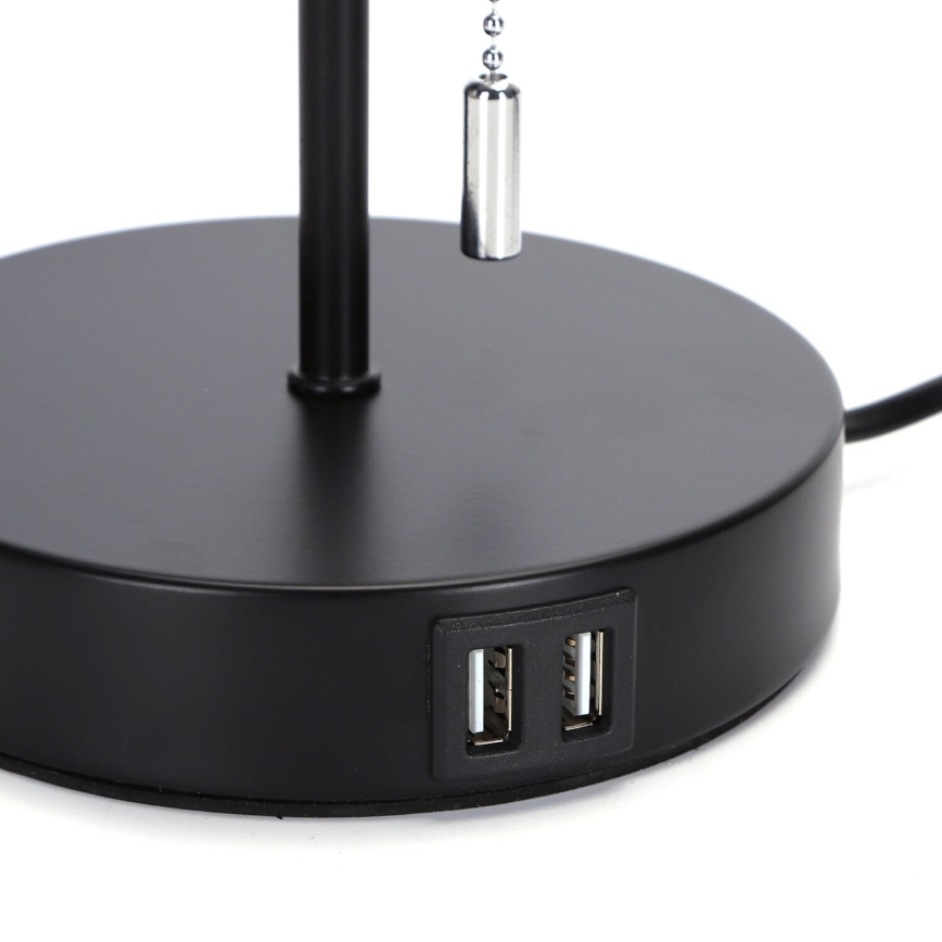 Aigostar - Stona lampa sa USB portom 1xE27/40W/230V crno