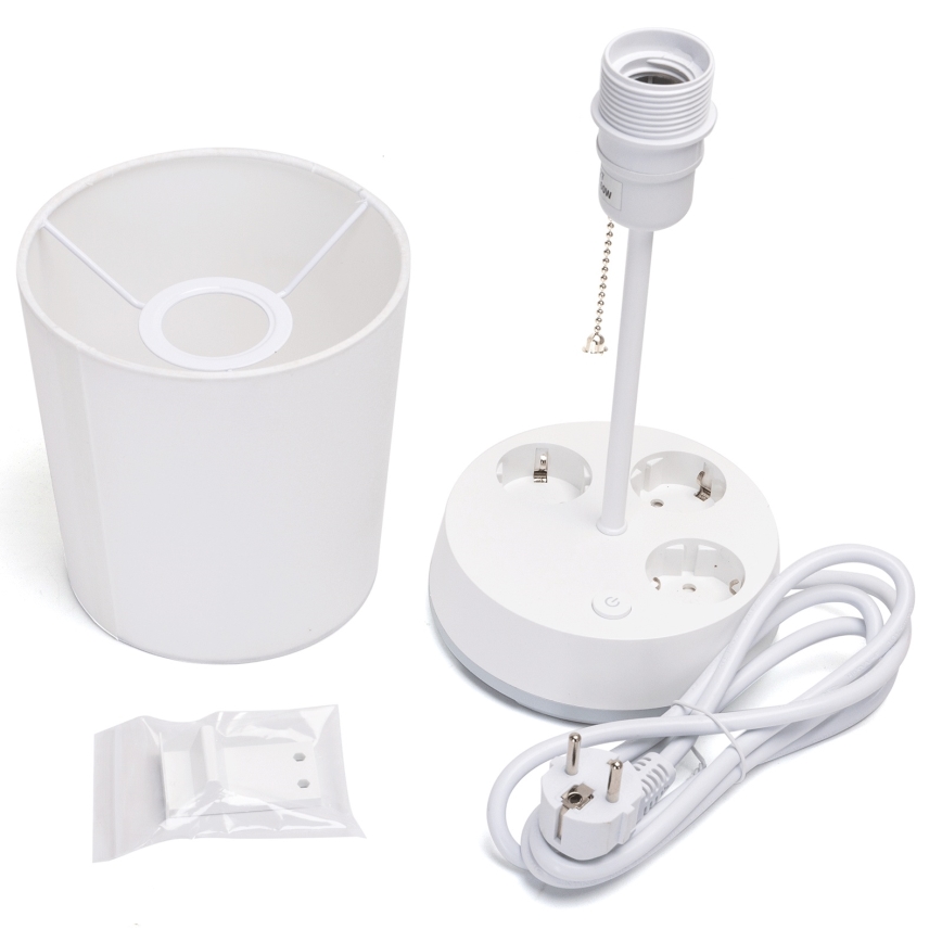 Aigostar - Stona lampa sa utičnicama 1xE27/60W/230V bela