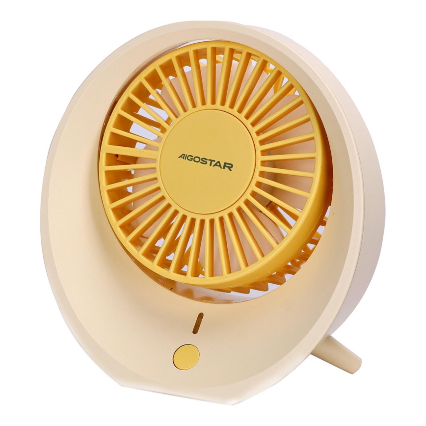 Aigostar - Stoni punjivi USB ventilator 3W/5V 1200mAh narandžasta