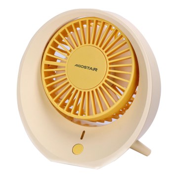 Aigostar - Stoni punjivi ventilator 3W/5V 1200mAh USB narandžasta
