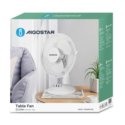 Aigostar - Stoni ventilator 20W/230V beo