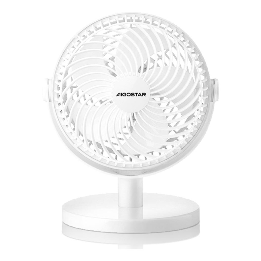 Aigostar - Stoni ventilator 3W/5V beli