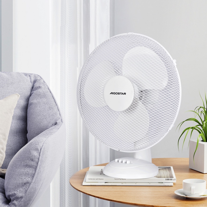 Aigostar - Stoni ventilator 40W/230V bela