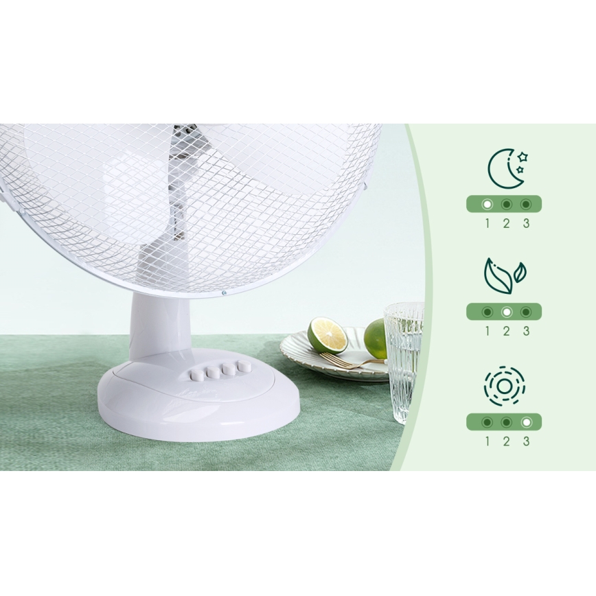 Aigostar - Stoni ventilator 40W/230V bela