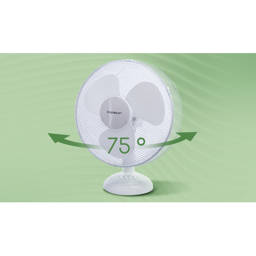 Aigostar - Stoni ventilator 40W/230V bela