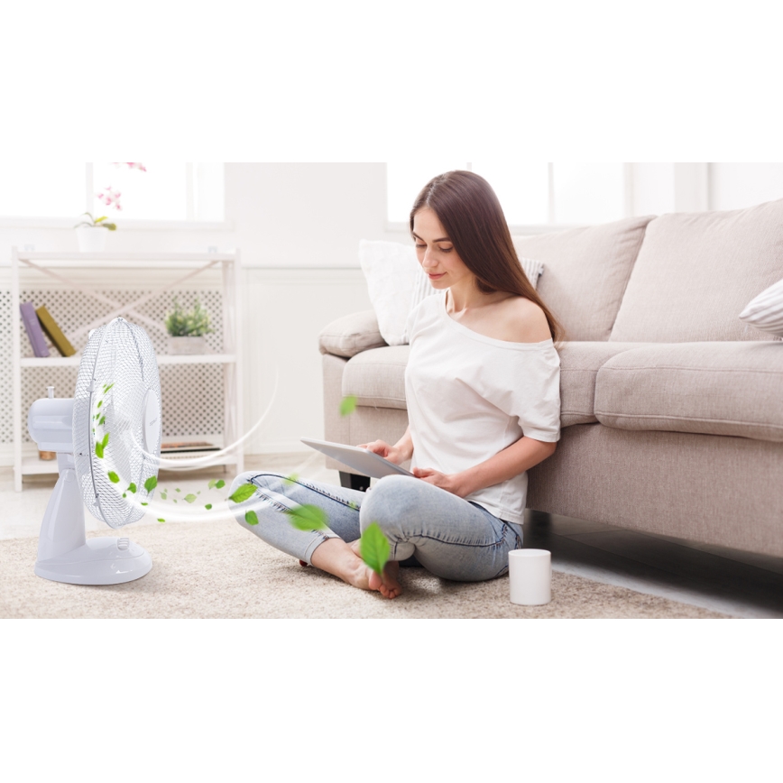 Aigostar - Stoni ventilator 40W/230V bela