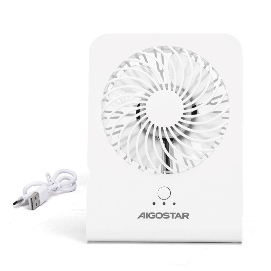 Aigostar - Stoni ventilator 5W/5V bela