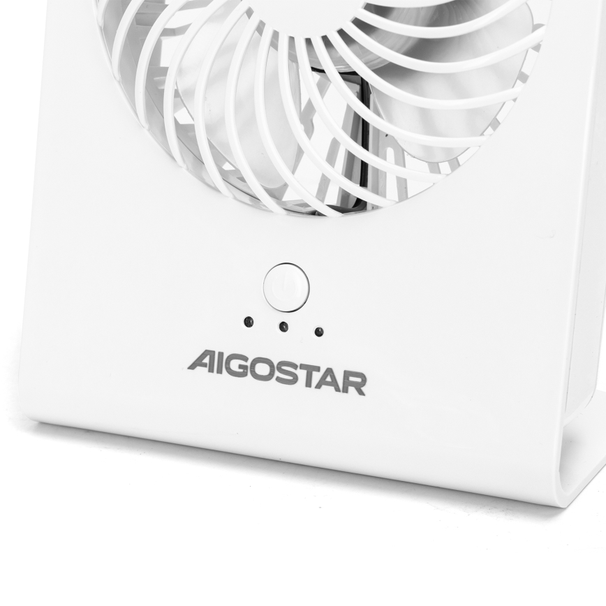 Aigostar - Stoni ventilator 5W/5V bela