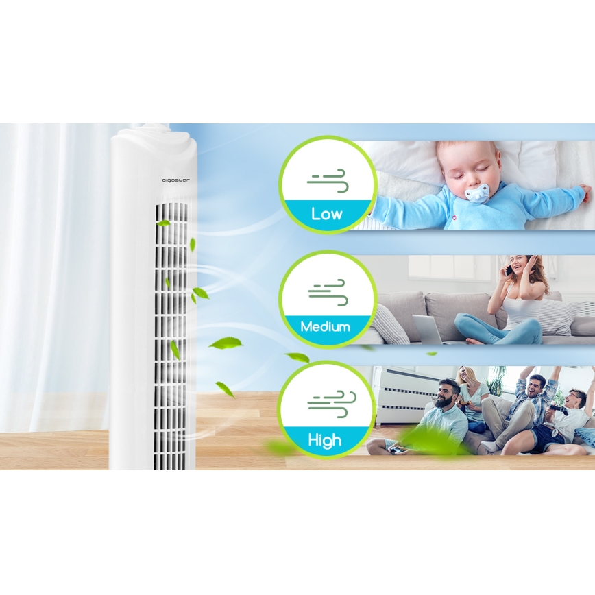 Aigostar - Stubni ventilator 45W/230V bela