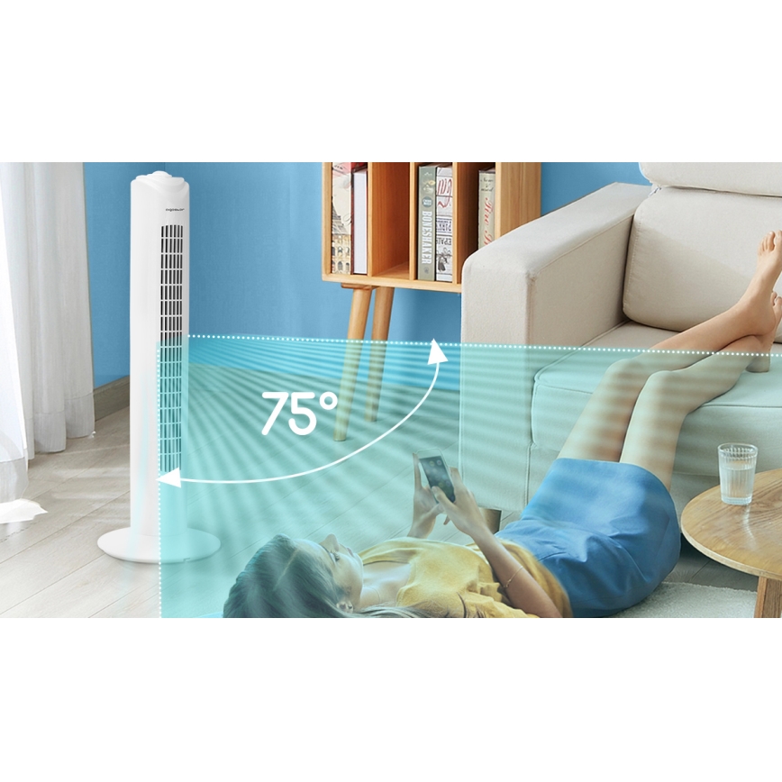 Aigostar - Stubni ventilator 45W/230V bela
