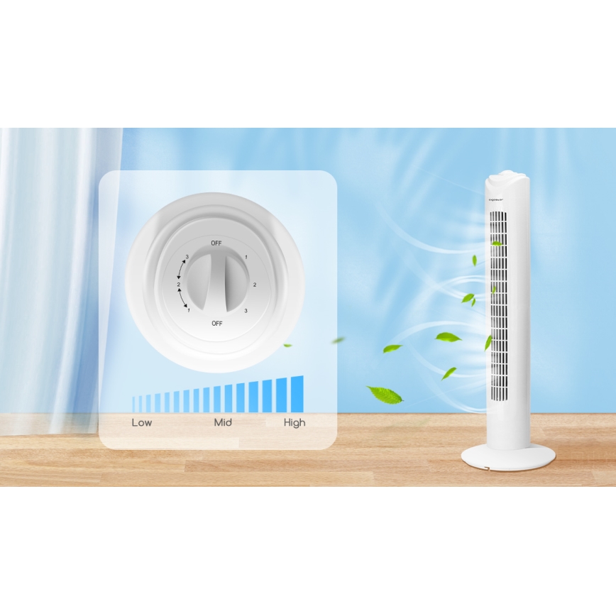 Aigostar - Stubni ventilator 45W/230V bela